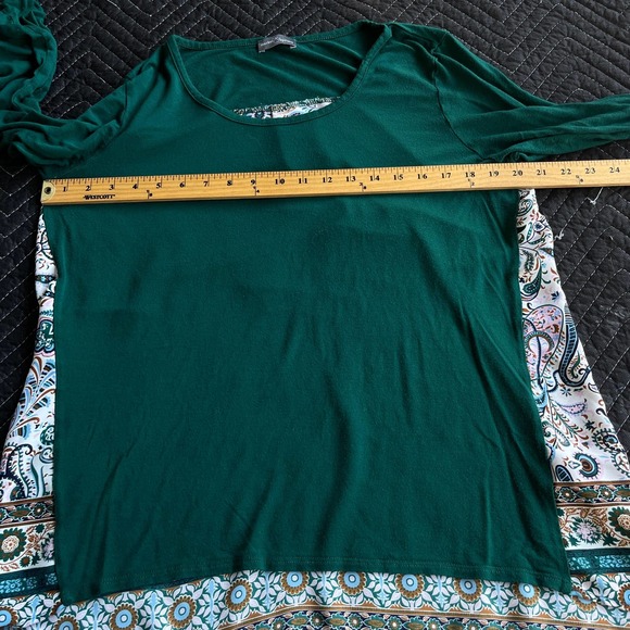 Market & Spruce Top Womens Large Green Floral Paisley Rolltab Blouse - Picture 7 of 10